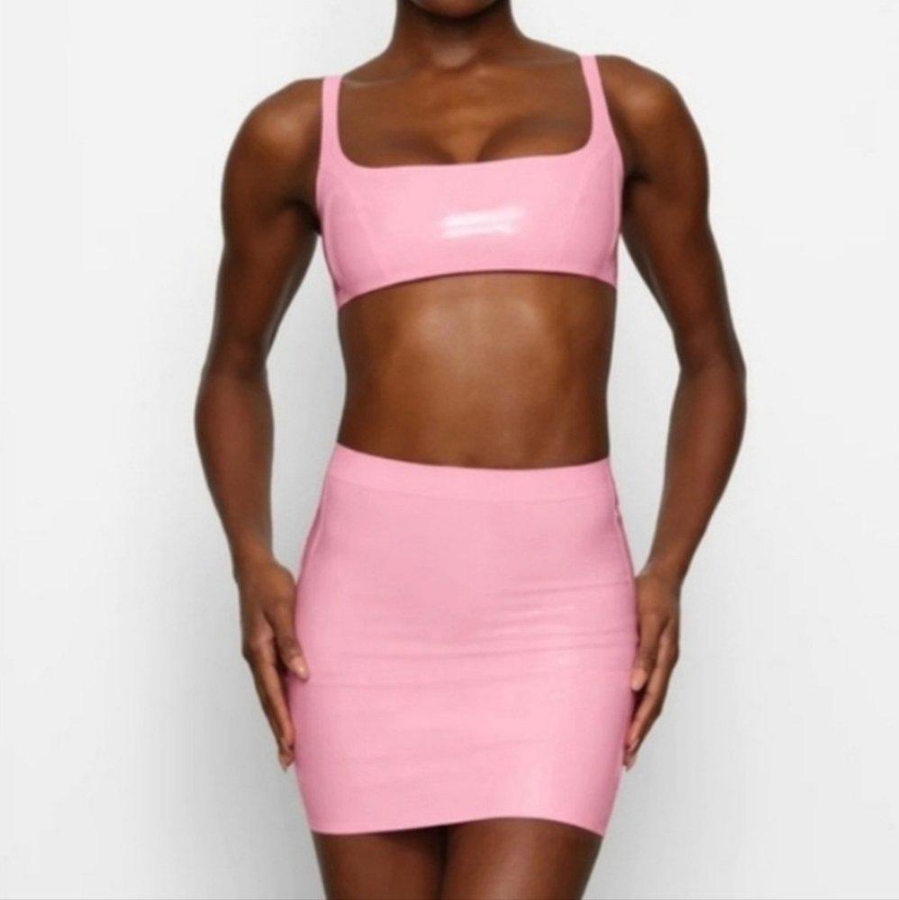 SKIMS Pink Latex Mini Skirt - Medium